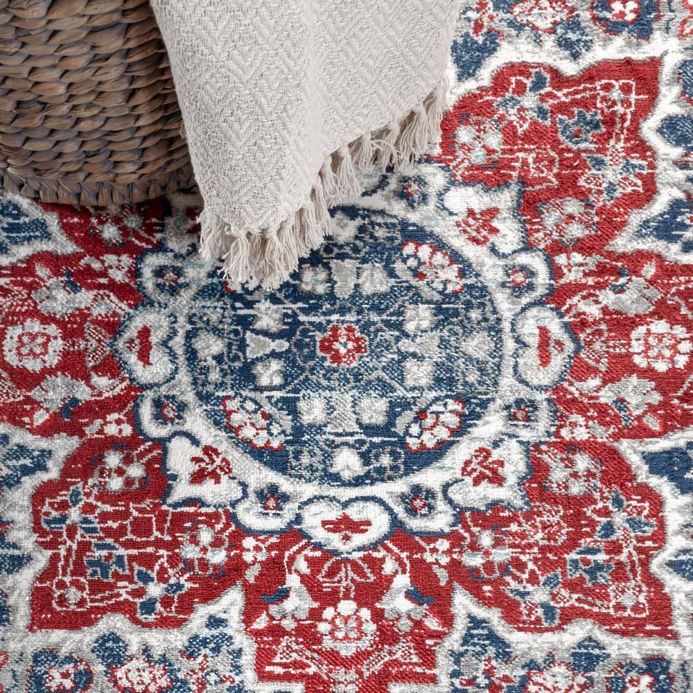 4'x6' Modern Persian Vintage Moroccan Medallion Area Rug, Navy/Red - JONATHAN Y