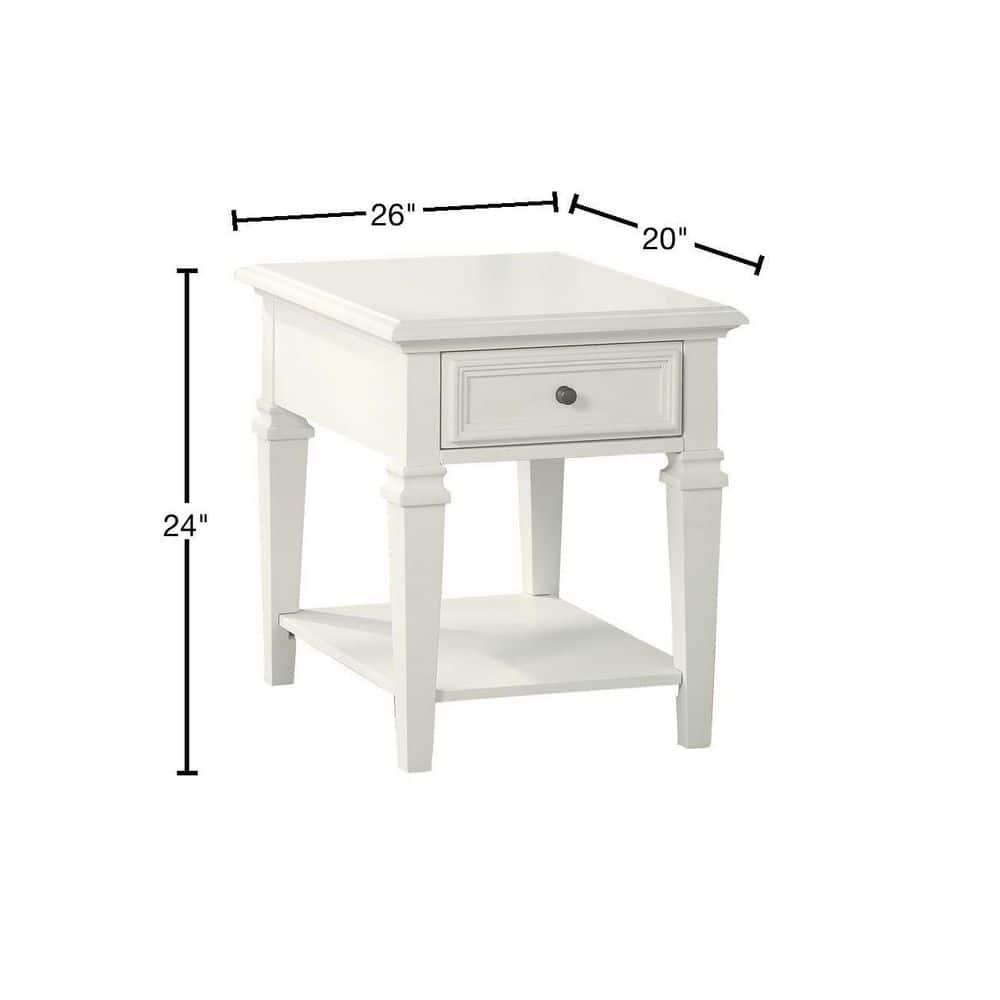 Charlestown End Table White - Steve Silver Co.: Farmhouse Style, Storage Shelf, Cottage Accent Table
