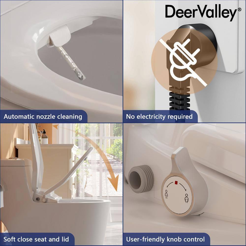 Electric Quiet Close Bidet Seat for Elongated Toilets in White