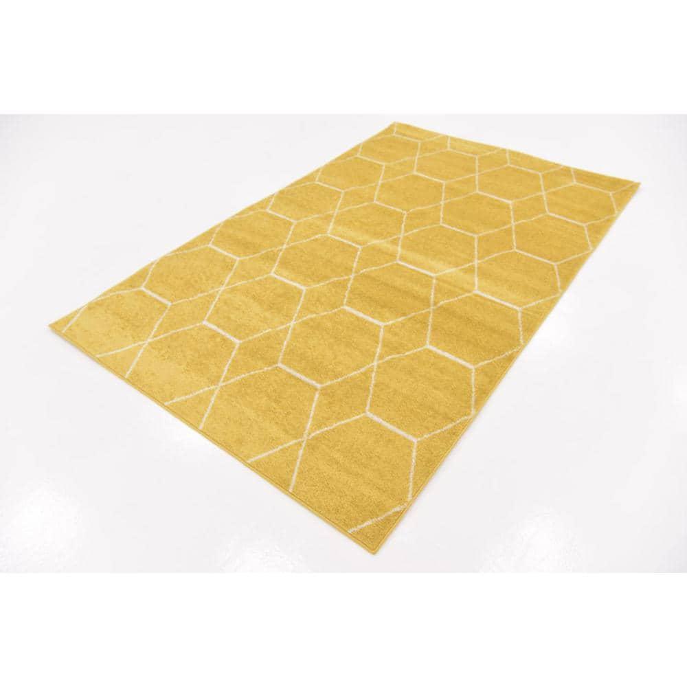 Unique Loom 5' 0 x 8' 0 Trellis Frieze Geometric Yellow Area Rug