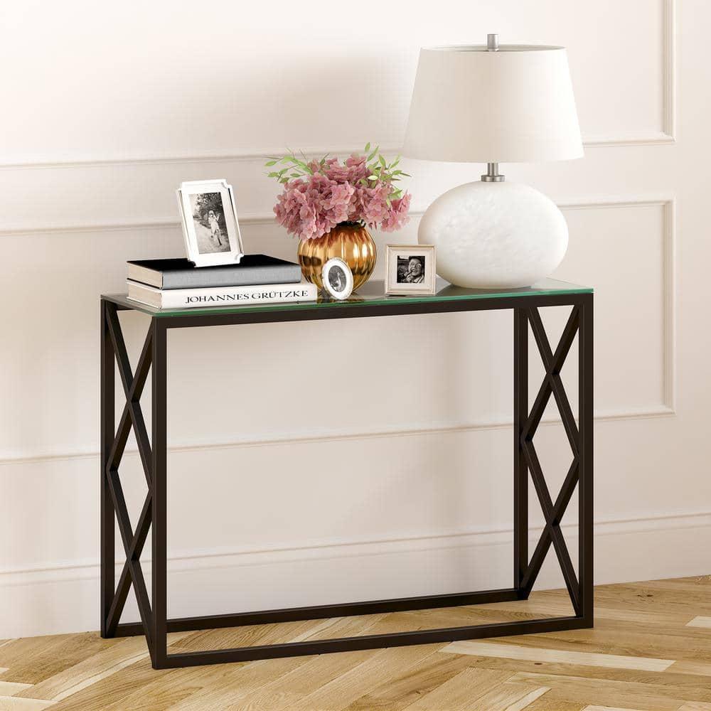 Evelyn&Zoe Dixon 42" Wide Rectangular Console Table, Blackened Bronze