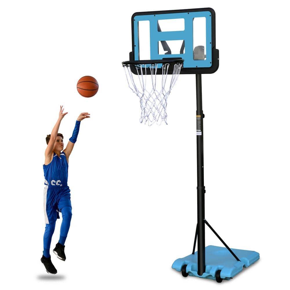 Adjustable Portable Basketball Hoop with Polycarbonate Backboard, 44 Inches, Blue
