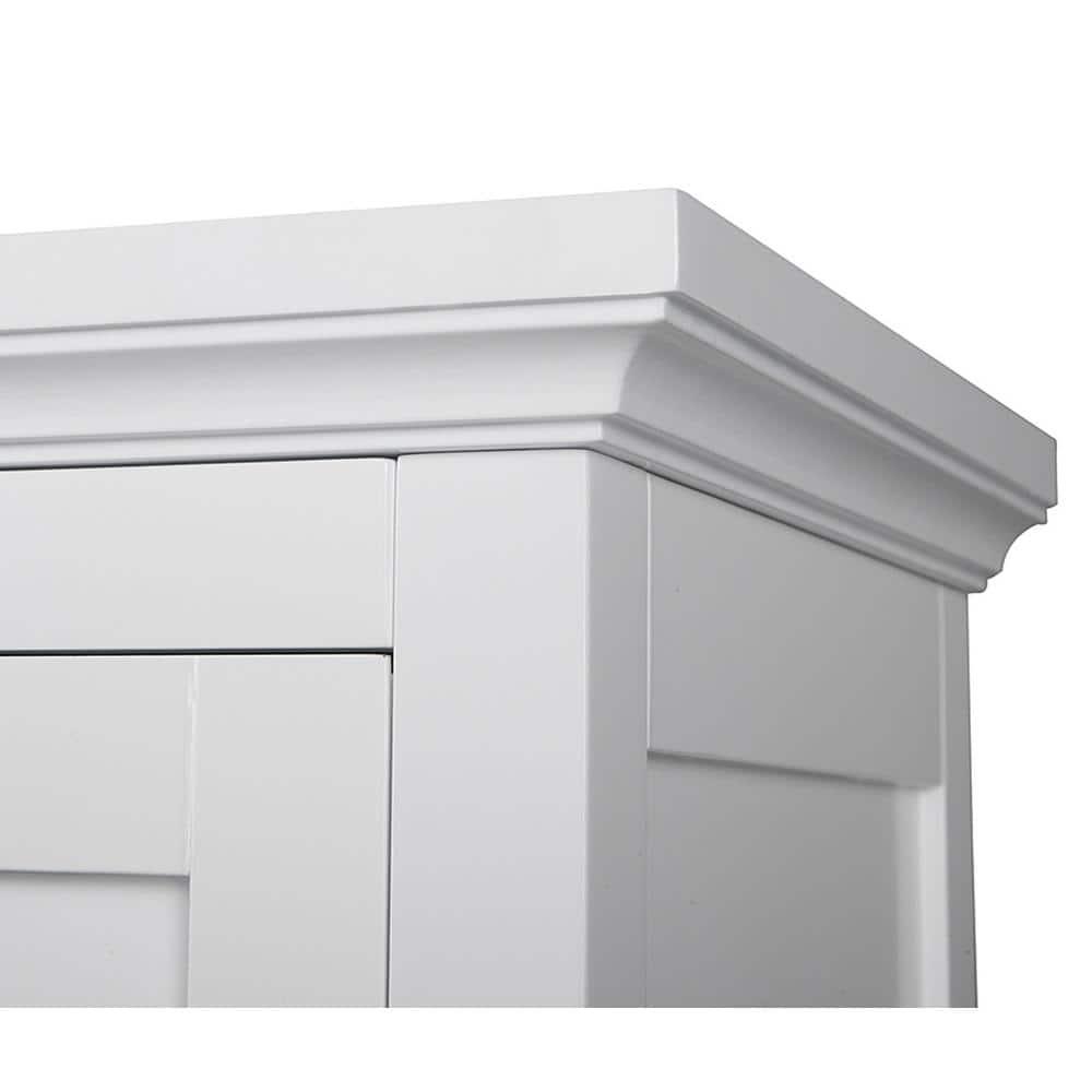 White Engineered Wood Bathroom Floor Cabinet with Adjustable Shelving
