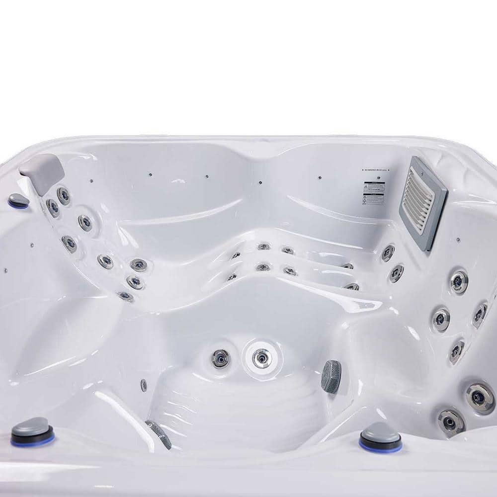 Buenospa New York 6 - Person 49 - Jet Acrylic Square Hot Tub with Ozonator and Cover in White