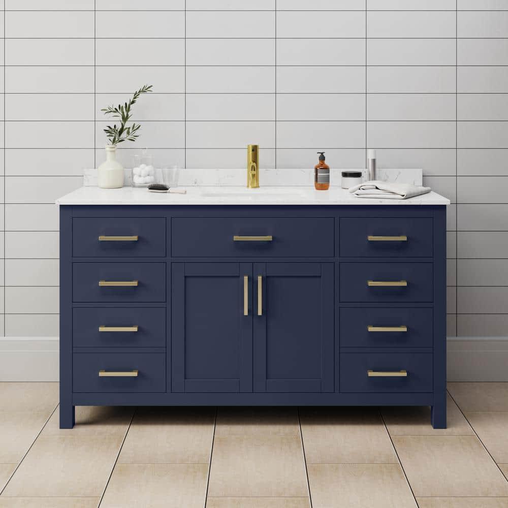 Beckett 60" Freestanding Single Bathroom Vanity with Cultured Marble Top