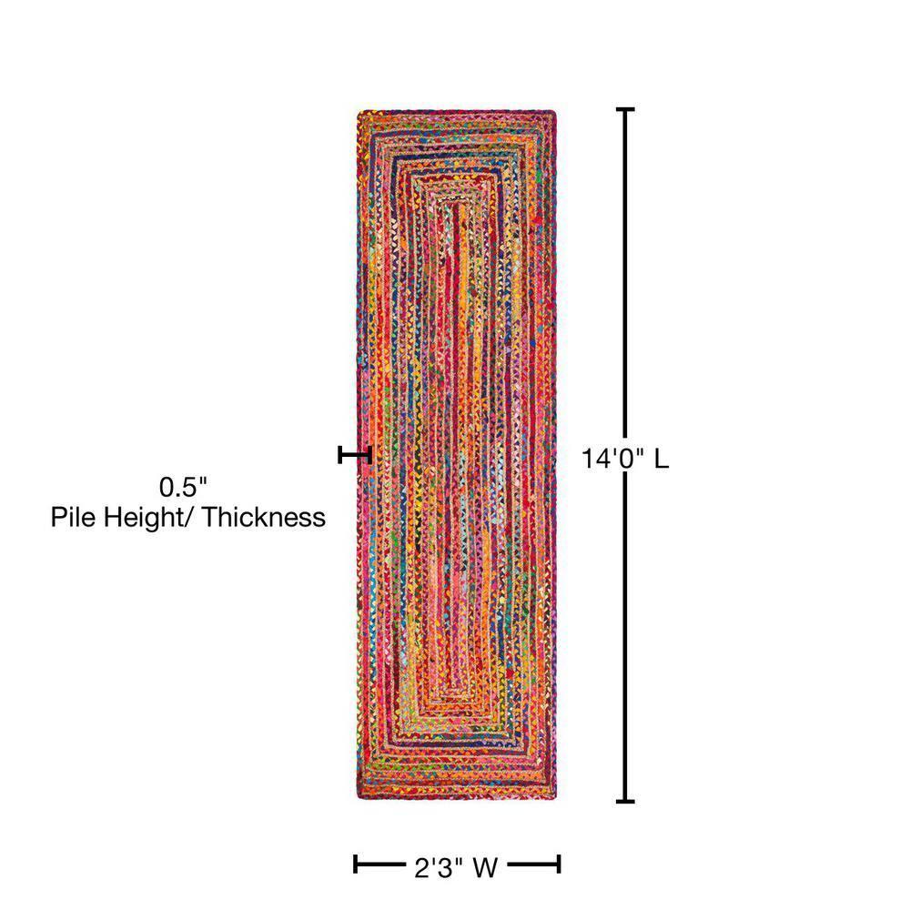 Cape Cod CAP202 Woven Indoor Runner Rug - Red/Multi - 2'3"x14' - Safavieh