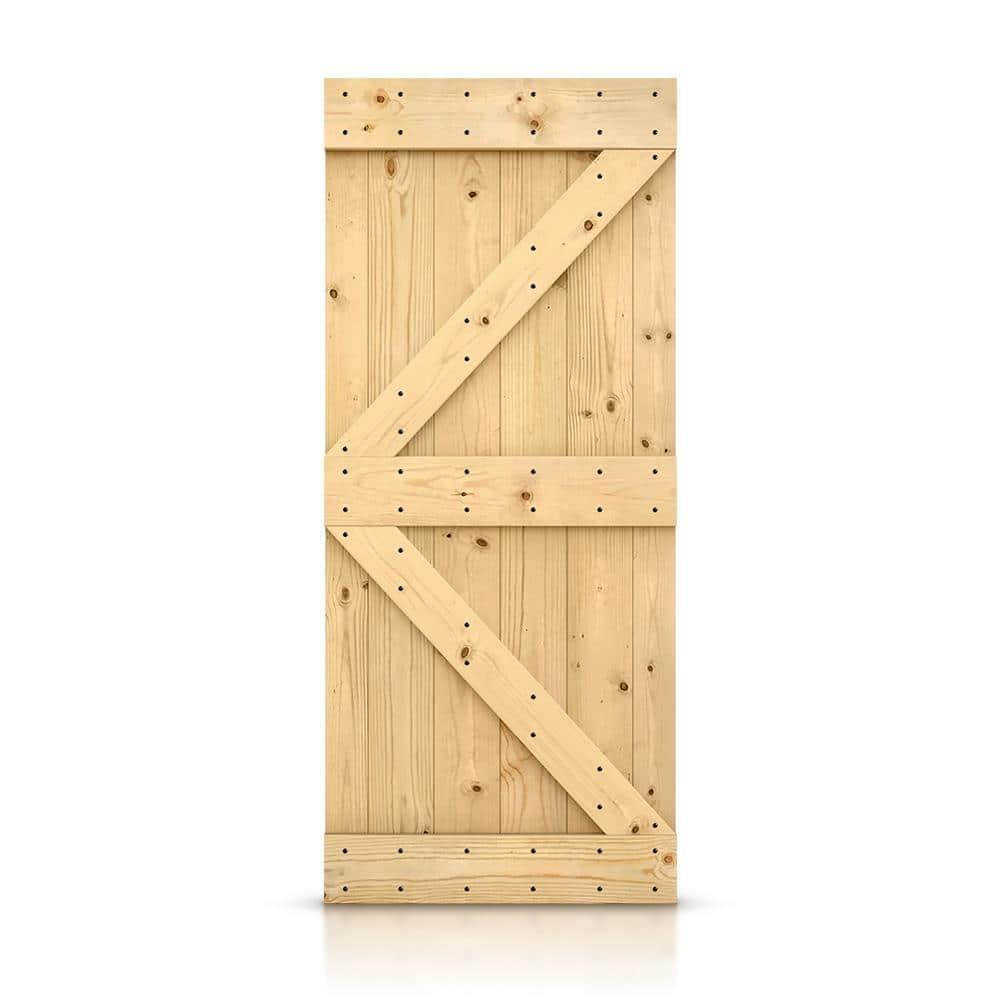 Calhome 84'' Solid Wood Paneled Painted without Installation Hardware Kit Barn Door