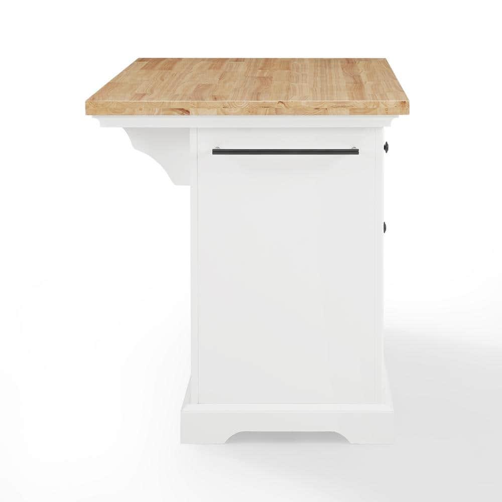 Crosley Julia Wood Top Kitchen Island White: Traditional Style, Towel Bar, 5 Drawers, 2 Doors