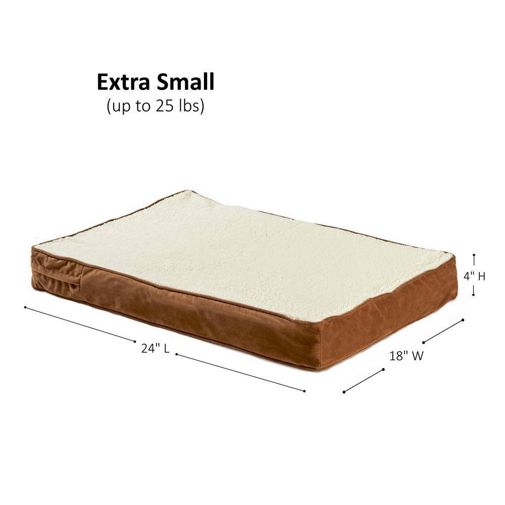 Happy Hounds Oscar Sherpa Orthopedic Dog Bed, Latte, Extra Small (24 x 18 in.)