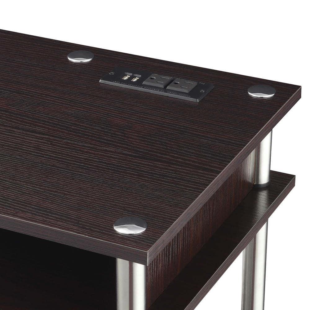 Adult, Designs2Go No Tools 30 inches Tall Student Desk with Charging Station and Shelves, Espresso