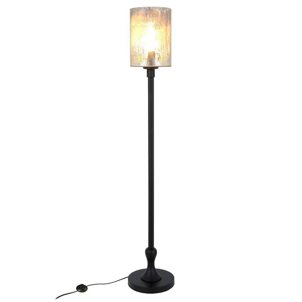 Numit 68.75" Tall Floor Lamp with Glass Shade in Brass/Mercury Glass