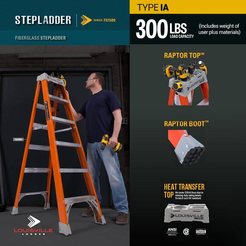 Louisville Ladder 4 ft. Fiberglass Step Ladder, 300 lbs. Load Capacity Type IA Duty Rating