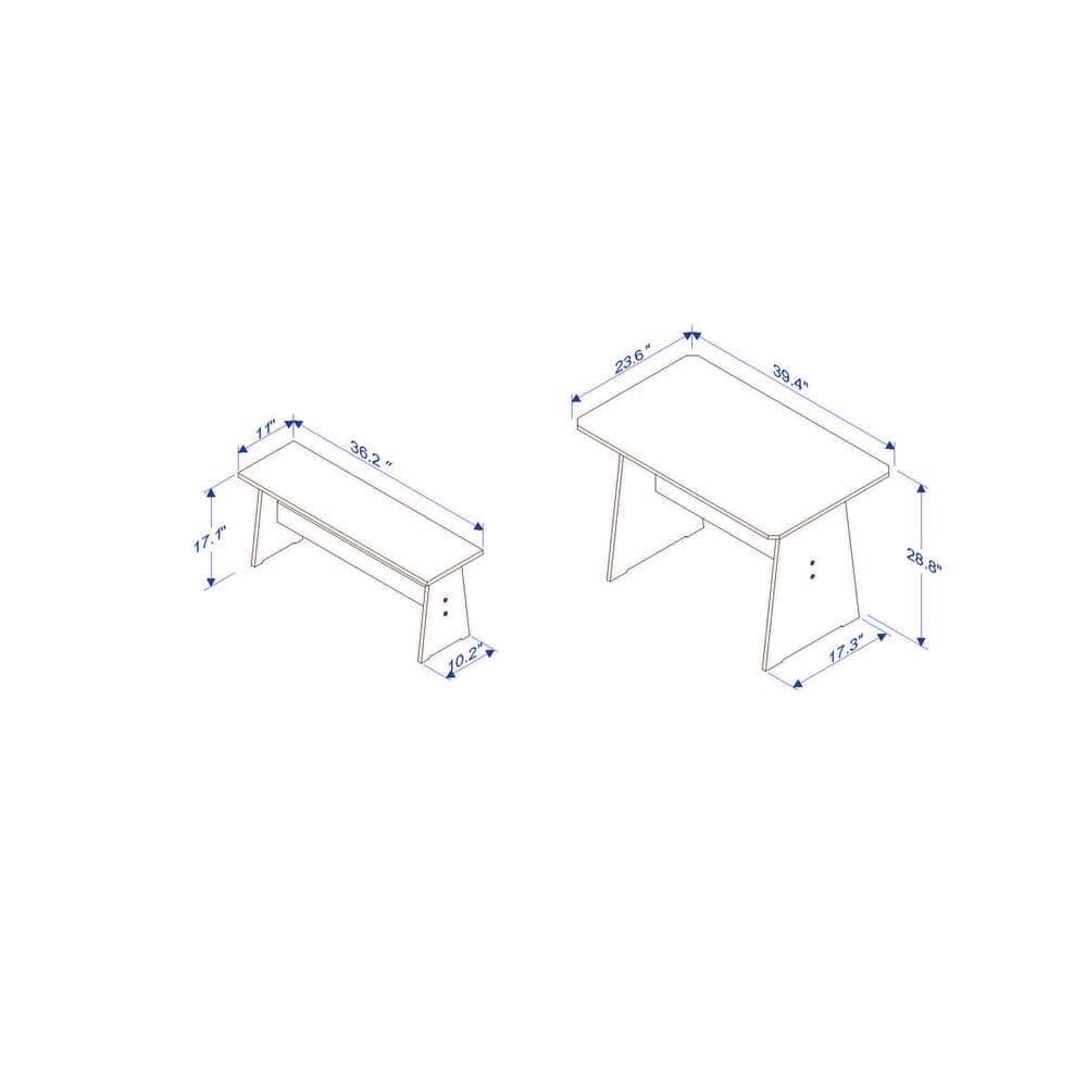 Natural Pine 3-Piece Dining Set with Benches