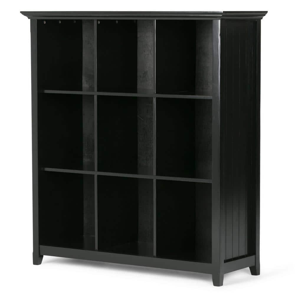 Simpli Home Acadian Wood Transitional 9 Cube Bookcase and Unit in Black