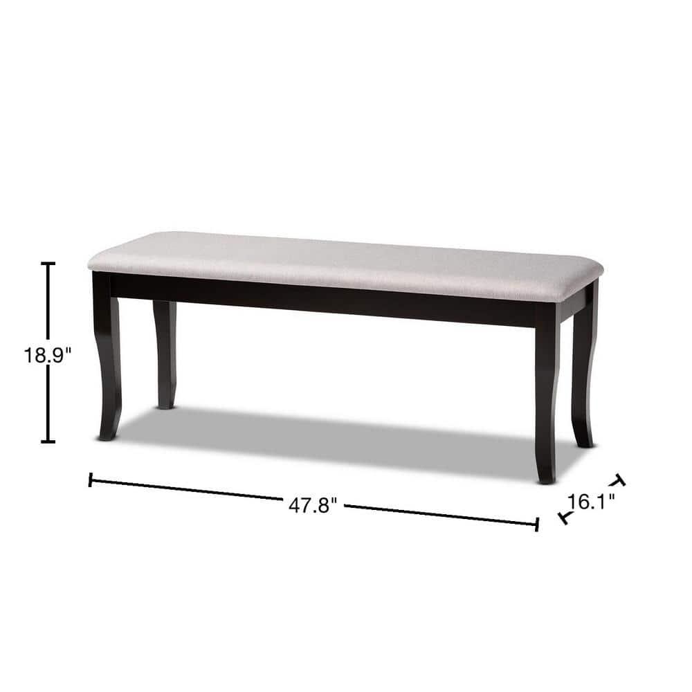 Cornelie Fabric Upholstered Wood Dining Bench Gray/Dark Brown - Baxton Studio