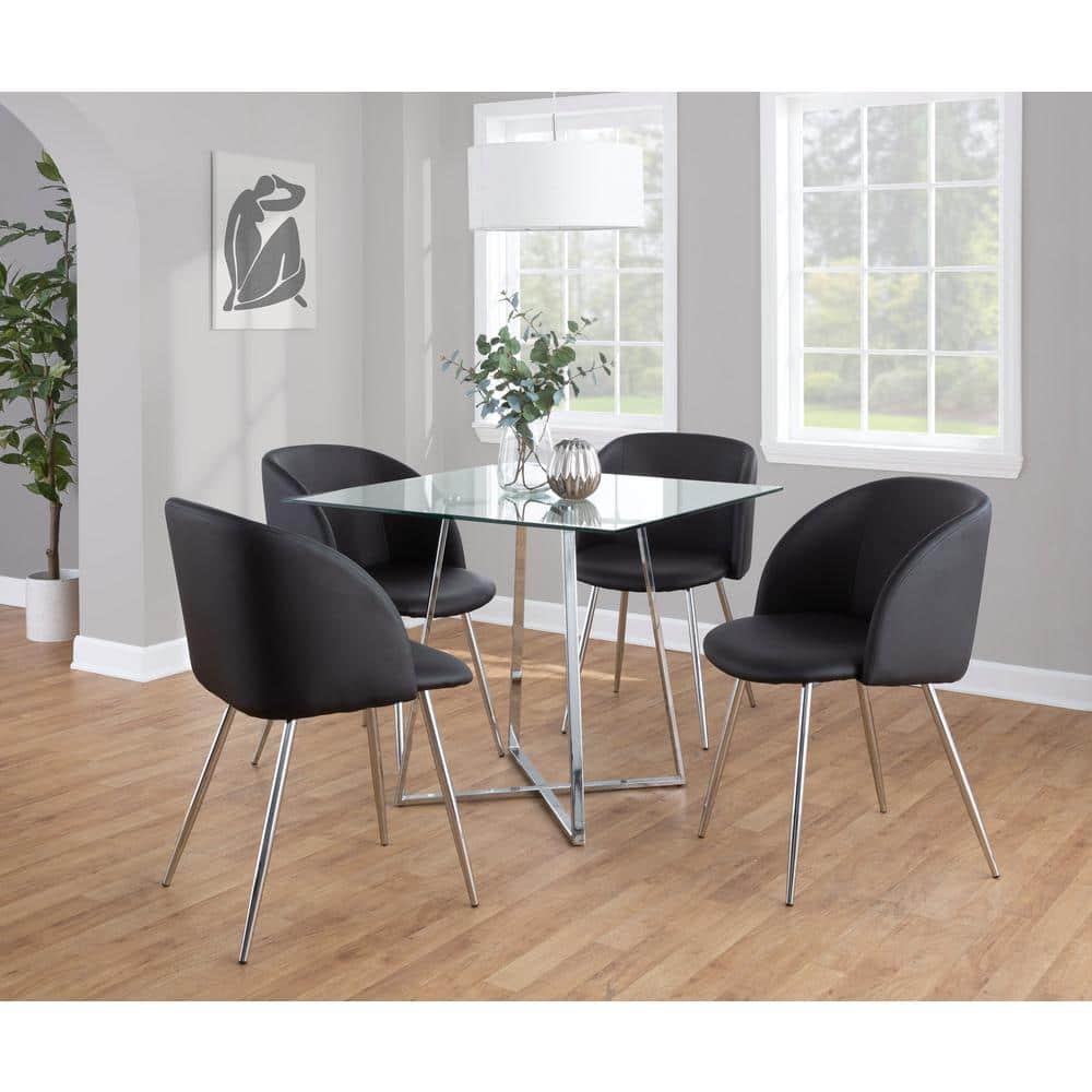 36" Cosmo Square Dining Table Chrome/Clear Glass - LumiSource: Modern Pedestal, Seats 4