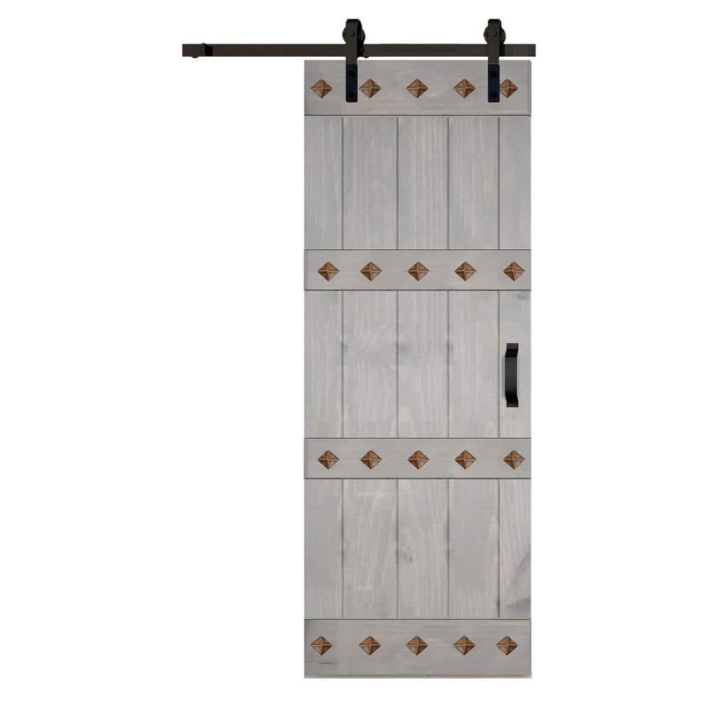 IsLife 84'' Solid Wood Paneled Matte with Installation Hardware Kit Barn Door