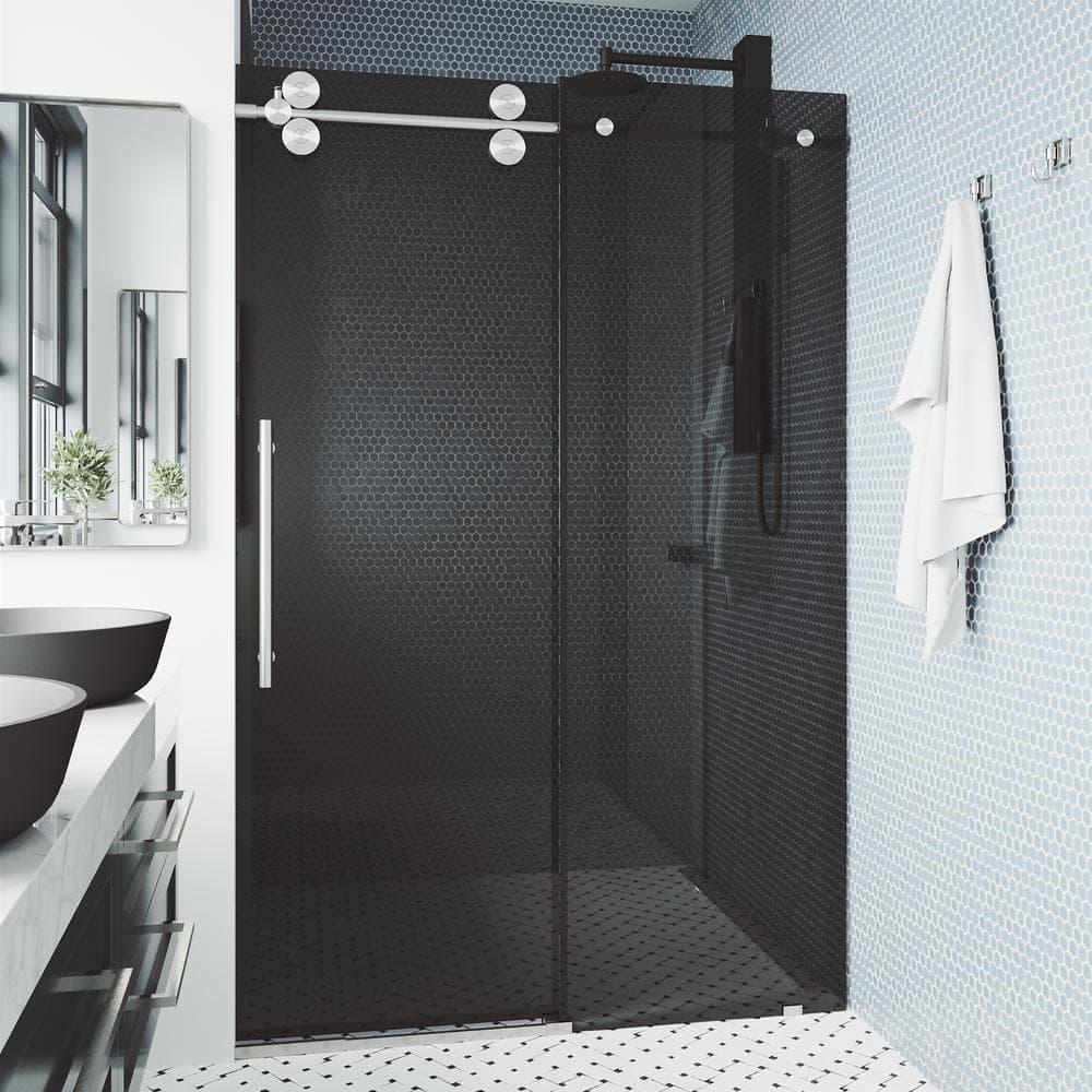 Elan 68-72" W x 74" H Sliding Frameless Shower Door with 3/8" Tinted Glass