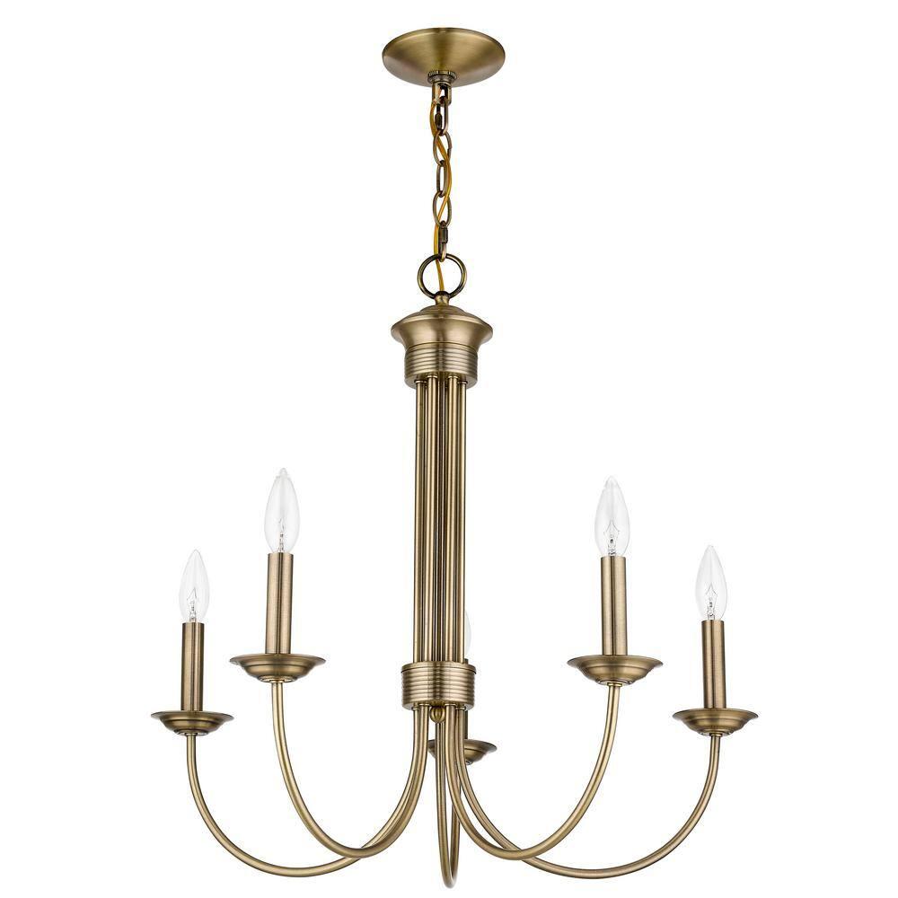 Livex Lighting Estate 5 - Light Chandelier in  Antique Brass