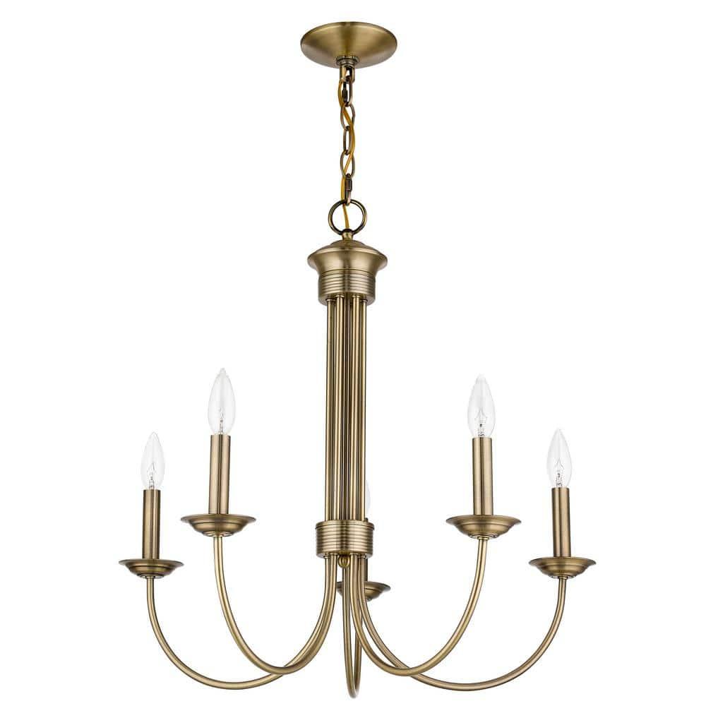 Livex Lighting Estate 5 - Light Chandelier in  Antique Brass