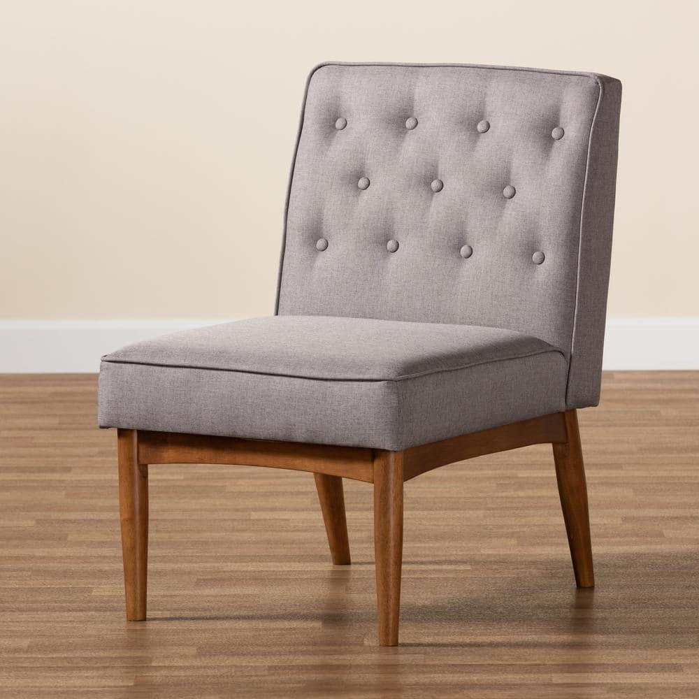 Riordan Fabric Upholstered and Wood Dining Chair Gray/Walnut Brown - Baxton Studio