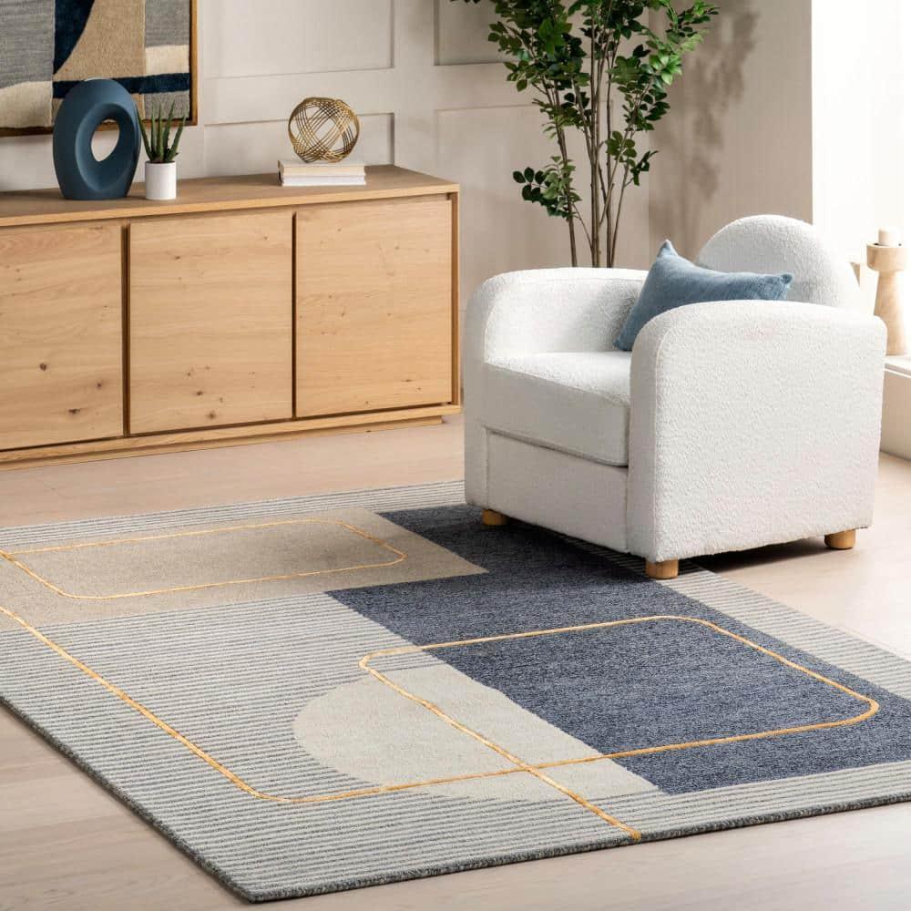 Nuloom Shelley Abstract Striped Wool Indoor Area Rug, 4' x 6', Blue