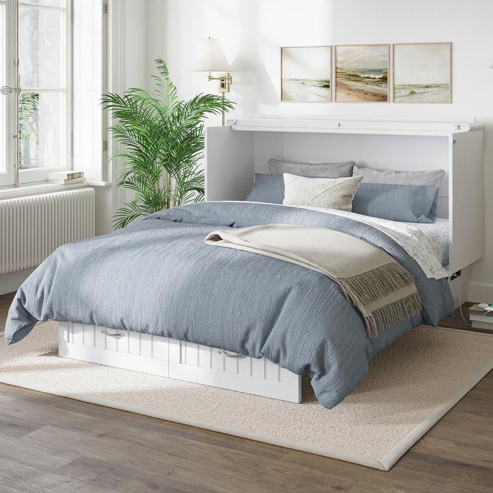 Queen Nantucket Murphy Bed Chest USB Turbo Charger White - AFI