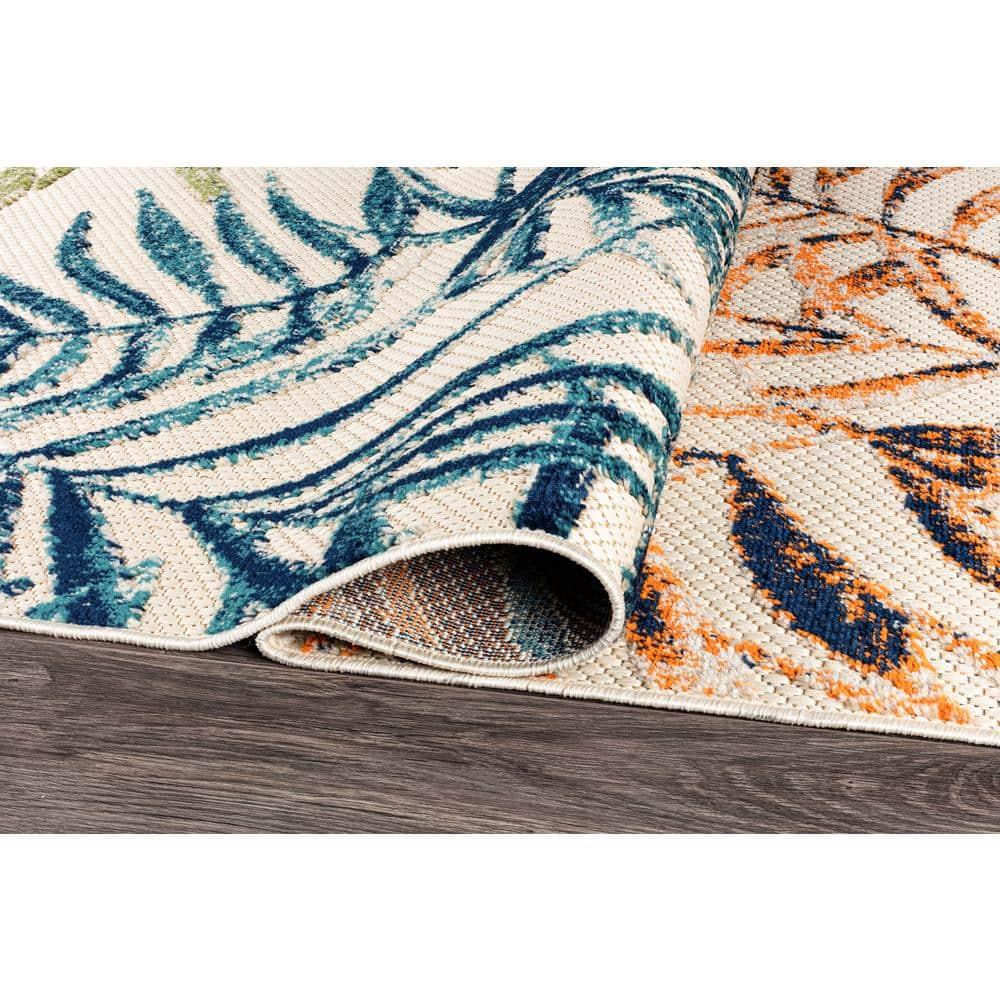 World Rug Gallery Bahama Palm Frond Floral Indoor/Outdoor Area Rug - Multi 5' x 7'