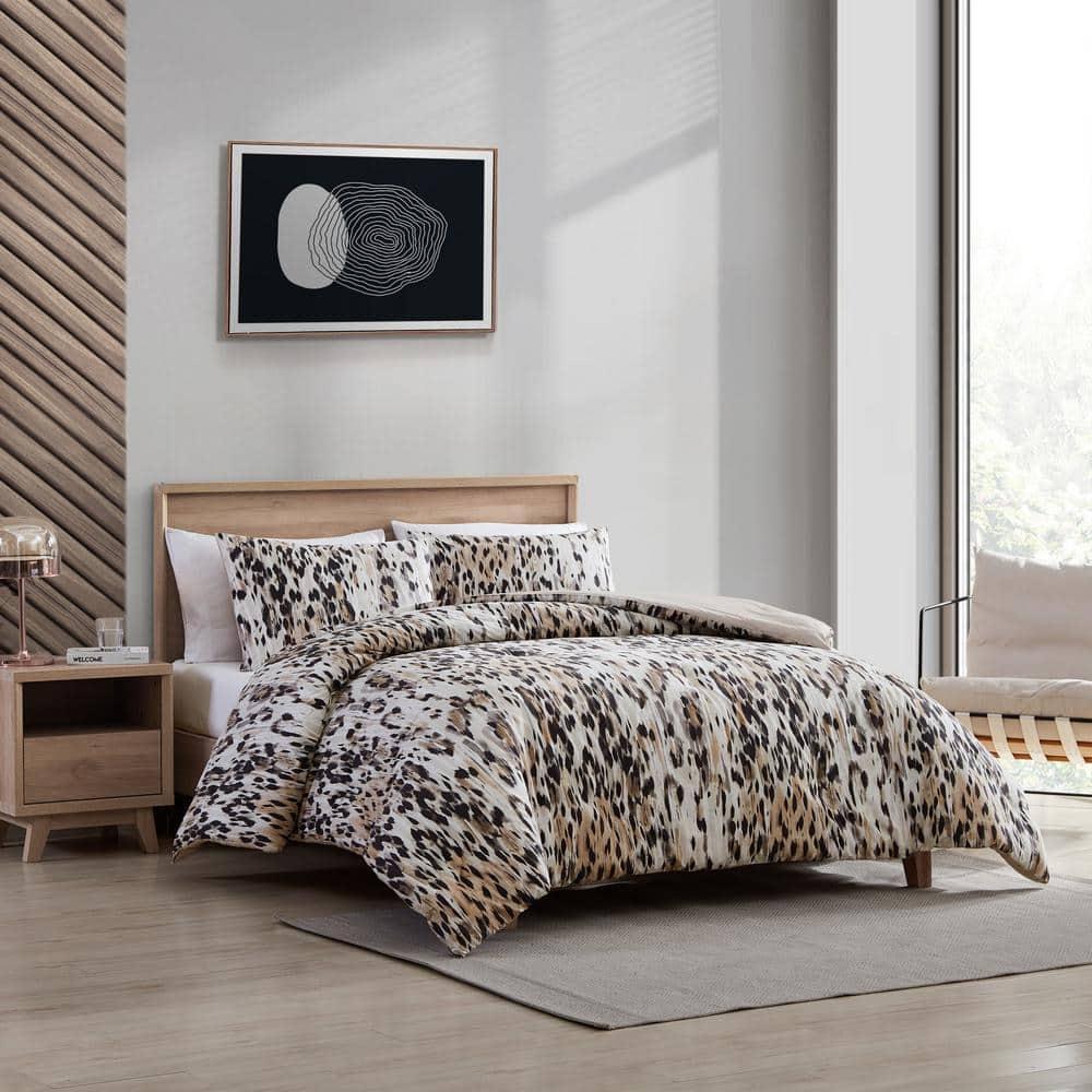 Kenneth Cole Abstract Leopard Cotton Brown Comforter Set