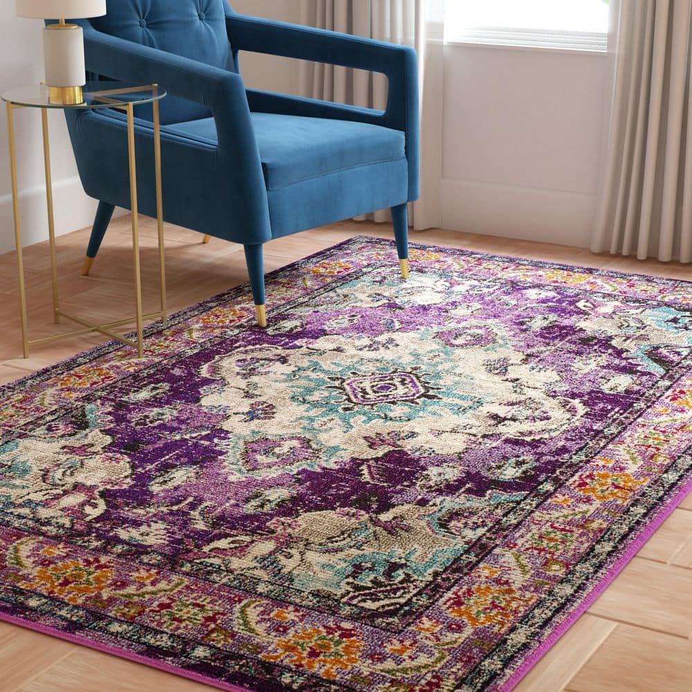 Monaco MNC243 Power Loomed Indoor Area Rug - Violet/Light Blue - 10'x14' - Safavieh.