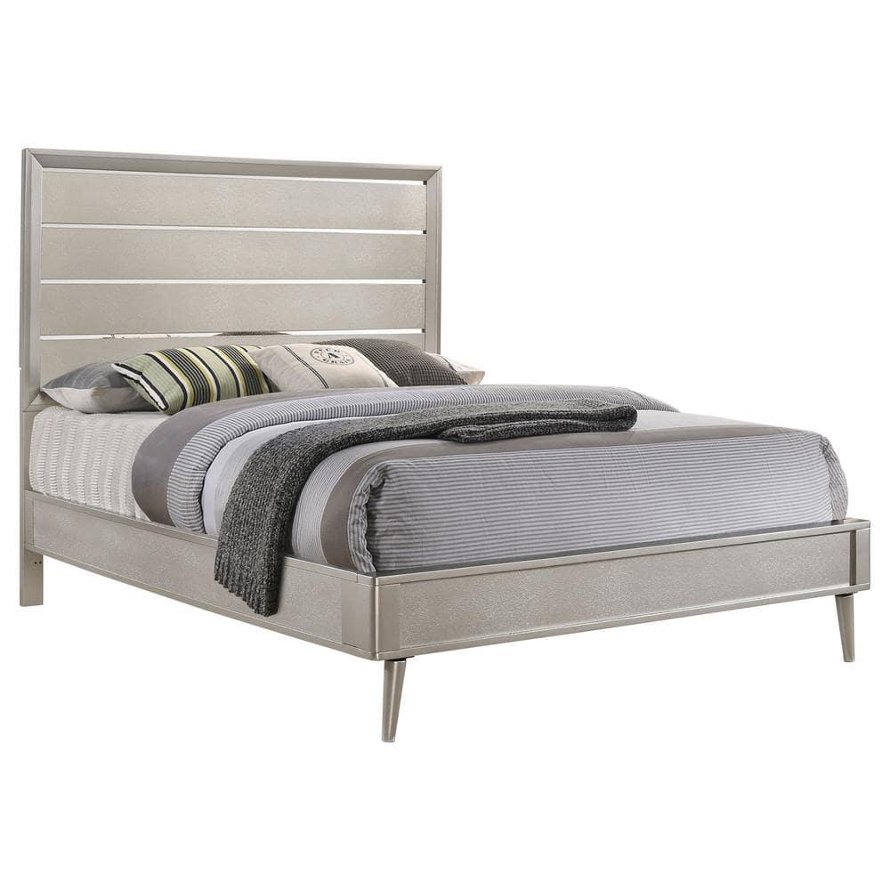 Coaster Ramon Contemporary Wood Queen Panel Bed Metallic Silver