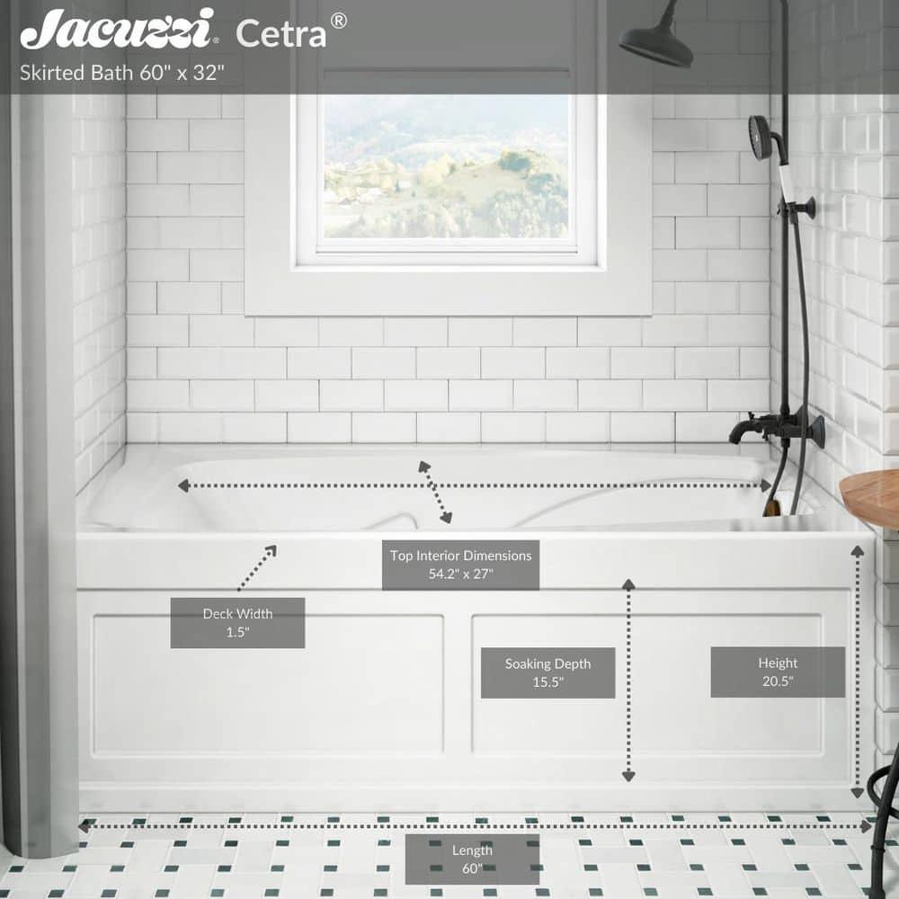 Cetra® 60" x 32" Alcove Whirlpool Acrylic Bathtub