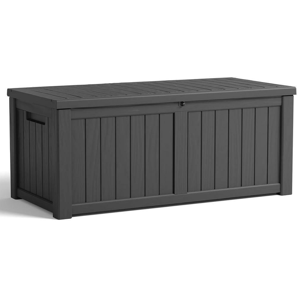 Hokku Designs Waterproof 120 Gallon Large Outdoor Indoor Patio Storage Deck Box , Outside Storage Bin for Cushion Pillows, Towels, Garden Tools