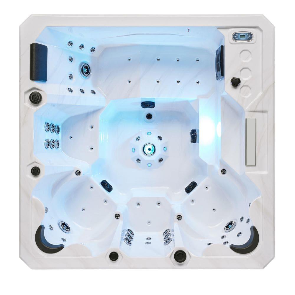 Luxury Spas Luxury Spas 240 Volt 5 Person Galley - Person 69 - Jet Acrylic Square Hot Tub With Ozonator In Cloud Gray