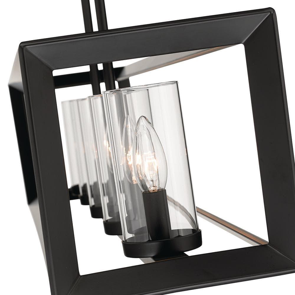Golden Lighting Smyth 5-Light Linear Pendant in Matte Black with Clear Glass