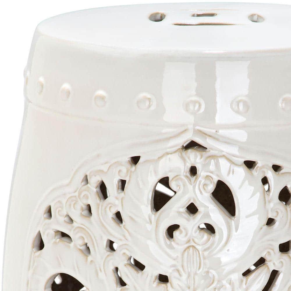 Safavieh Flora Glazed Ceramic Decorative Garden Stool, Cream