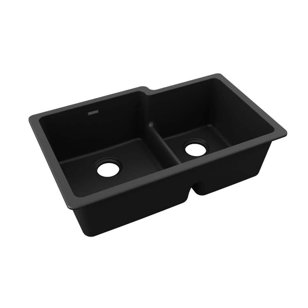 Quartz Classic 33" x 20-1/2" x 9-1/2" Double Basin Undermount Kitchen Sink
