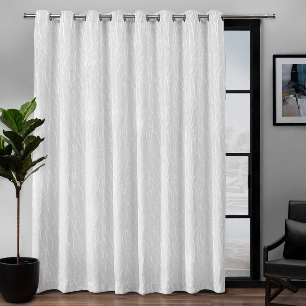 108"x84" Forest Hill Patio Woven Blackout Grommet Top Single Curtain Panel White - Exclusive Home: Room Darkening Drapes