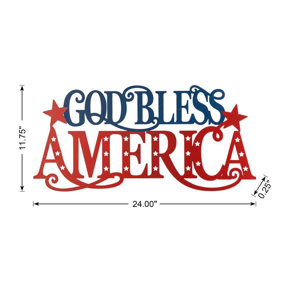 24" Red and Blue Iron Patriotic Wall Decor Sign