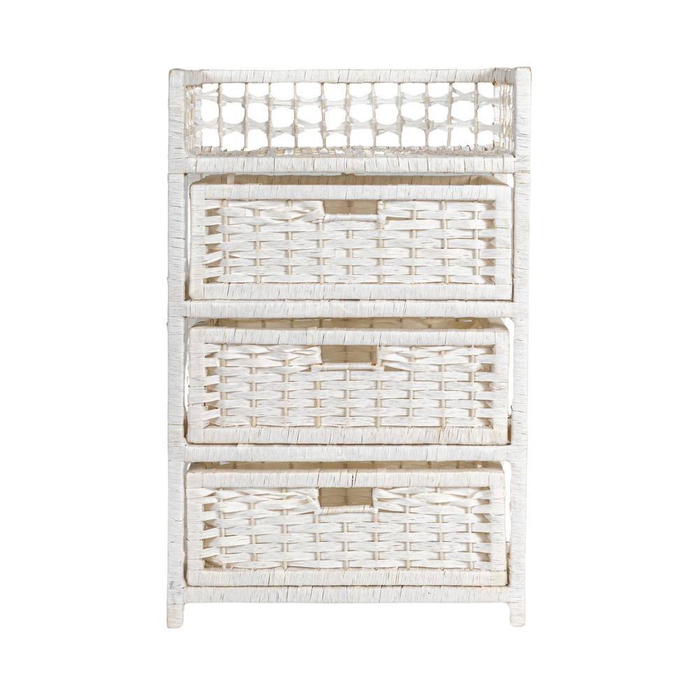 Household Essentials 3-Drawer Dresser with Top Shelf and Cutout Handles, White