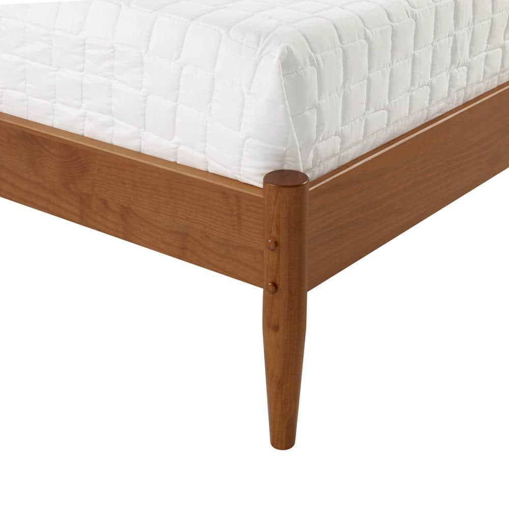 Camaflexi Mid Century Platform Bed Queen Size Solid Wood Bed Frame, Castanho 100% Solid Wood