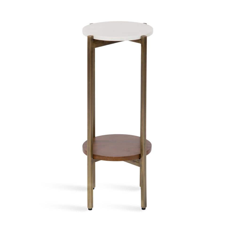 Kate and Laurel Moxley  Metal Tea Table, 11x11x25, Walnut Brown