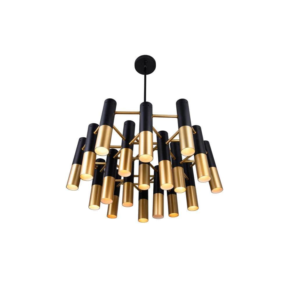 CWI Lighting Anem 19 Light Down Transitional Metal Chandelier in Black/Gold