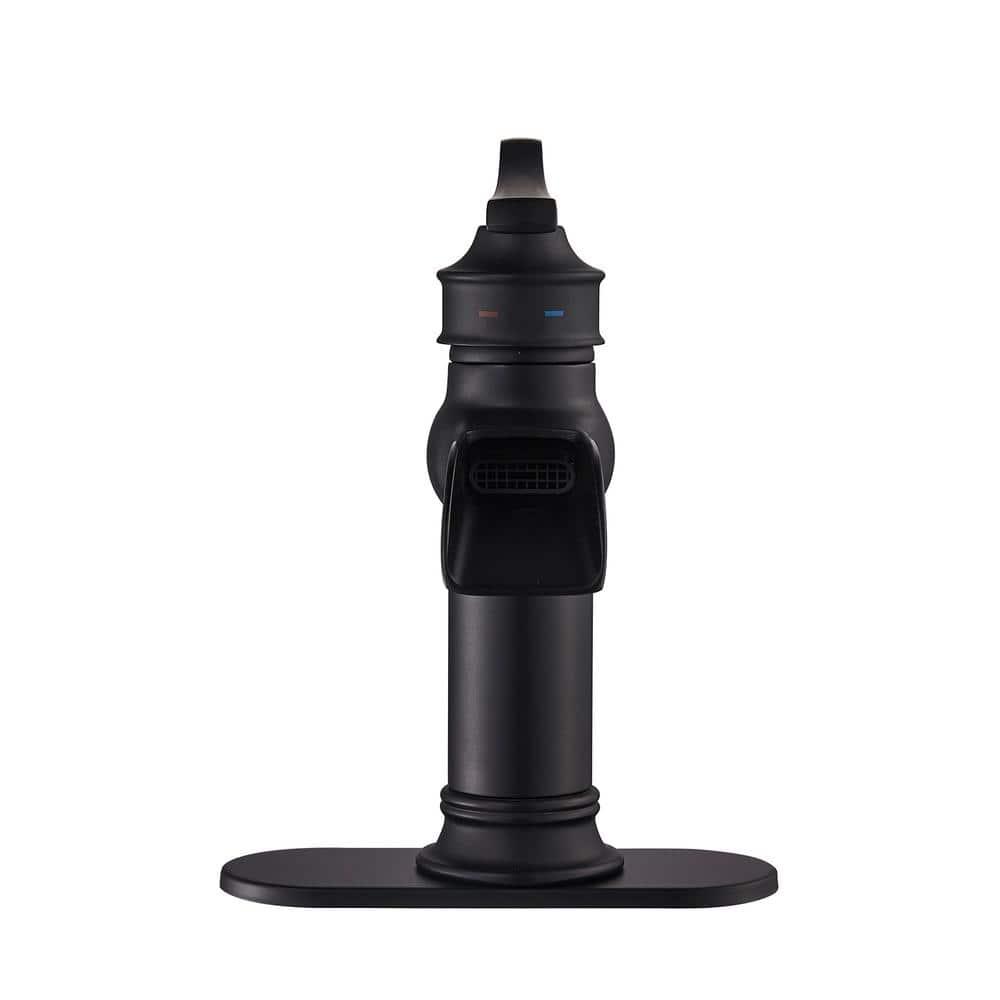 FORIOUS Black Waterfall Bathroom Faucet, Single Handle Antique Bathroom Sink Faucet with Deck Plate, Lead-Free CUPC Hose and Metal Pop-up Drain for 1 Hole or 3 Hole Farmhouse, Lavatory, Vanity