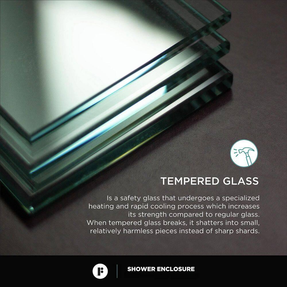 Fine Fixtures Frameless Shower Enclosure Hinged Tempered Glass - 34" W x 34" D x 74" H SDK36BL