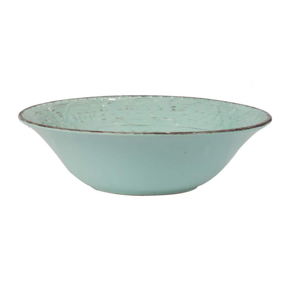 A&B Home Lot of 2 Rustic Fare Serving Bowl 10"x3" Aqua Blue