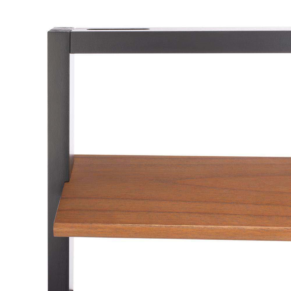 Kamy 2 Shelf Leaning Desk - Natural / Charcoal - Safavieh