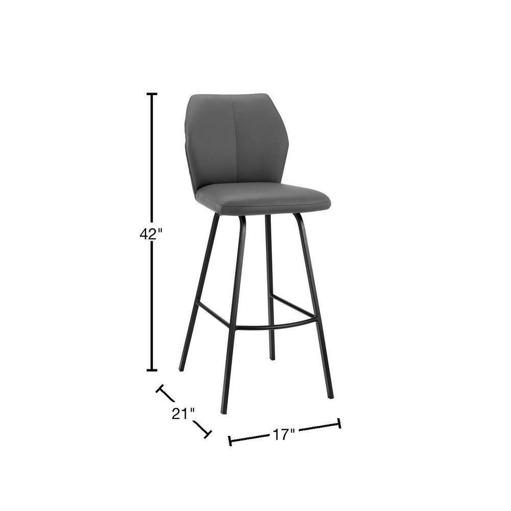 Armen Living Indoor Tahiti 30" Barstool in Auburn Bay finish with Brown Pu upholstery