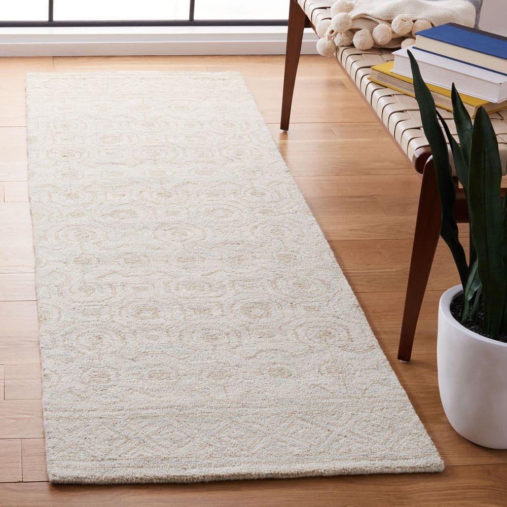 Micro-Loop MLP950 Hand Tufted Indoor Runner Rug - Ivory/Light Green - 2'3"x7' - Safavieh