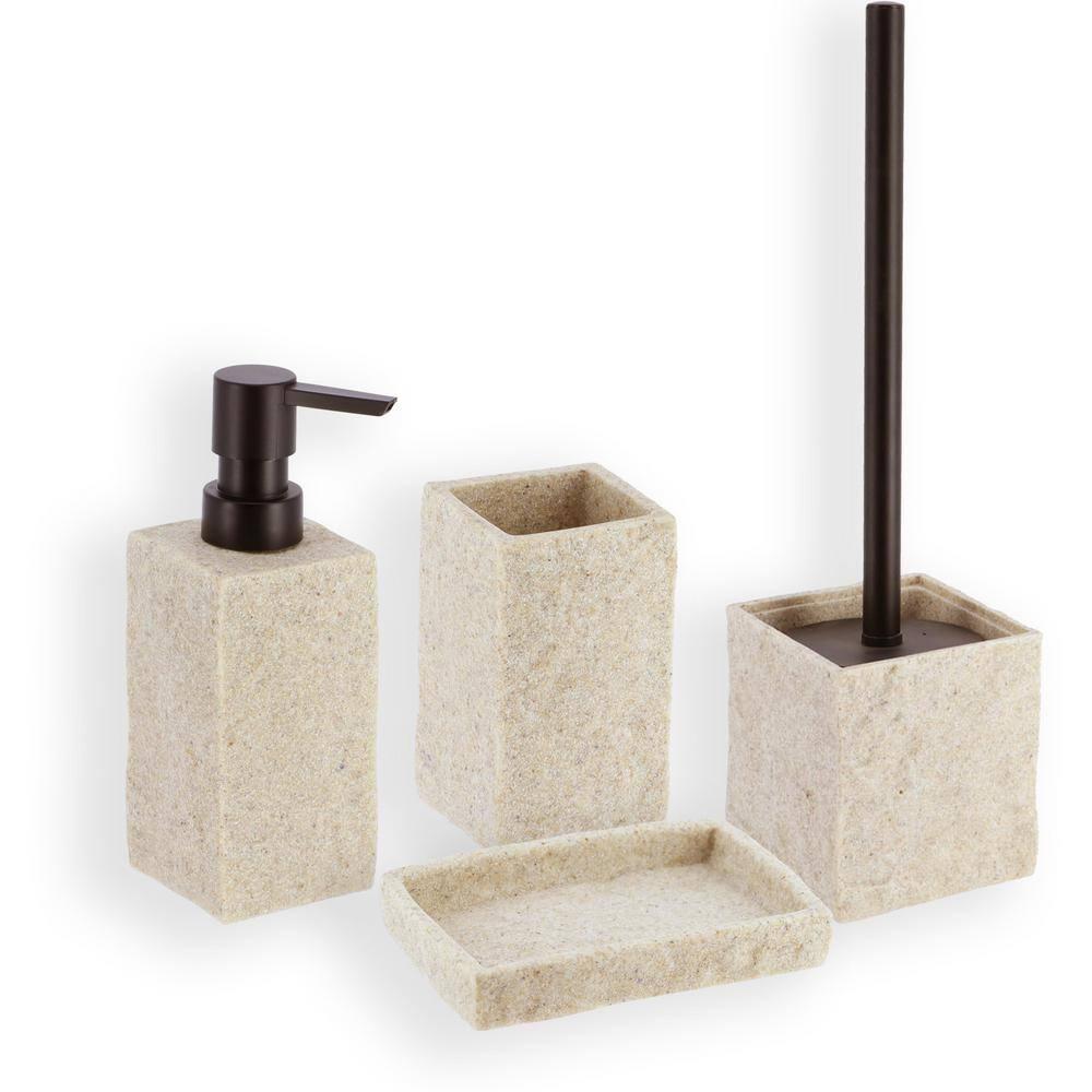 Evideco Stone Bath Square Resin Hand Soap & Lotion Dispenser